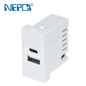 NEPCI工厂5V2.1A 45X22.5毫米双端口USB C插座XJY-USB-A61-C/C - Product Image 2