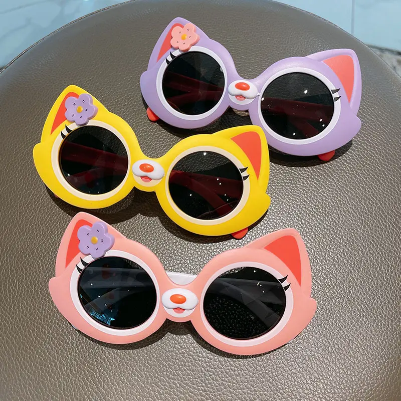 Gafas de sol polarizadas con protección UV para niños, lentes de sol polarizadas con dibujo de gato, 2023
