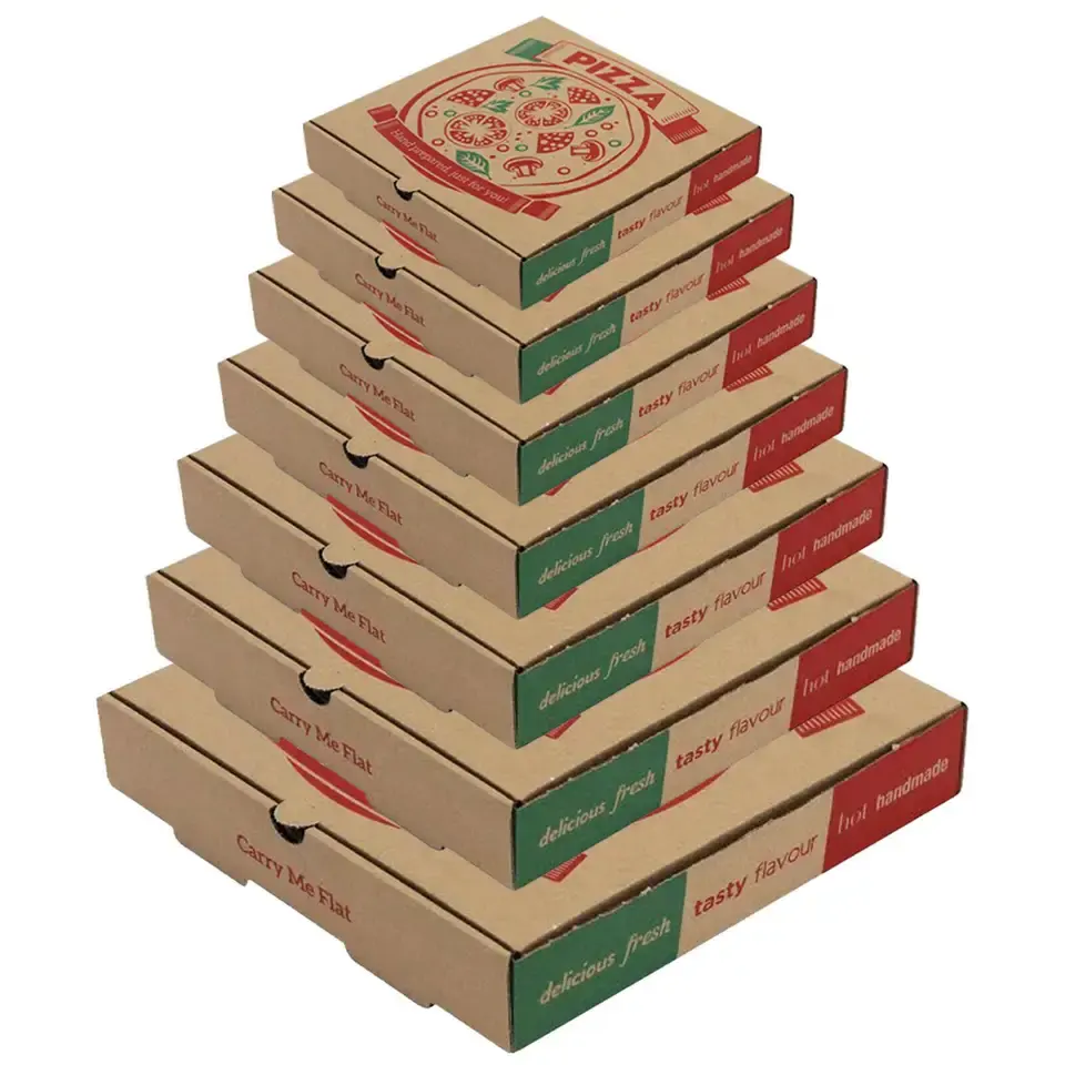Günstige Pizzas ch achtel Chinesische Fabrik Wellpappe Pizza Verpackungs schachtel Logo Druck Caja de Pizza 40x40 Box für Pizzeria