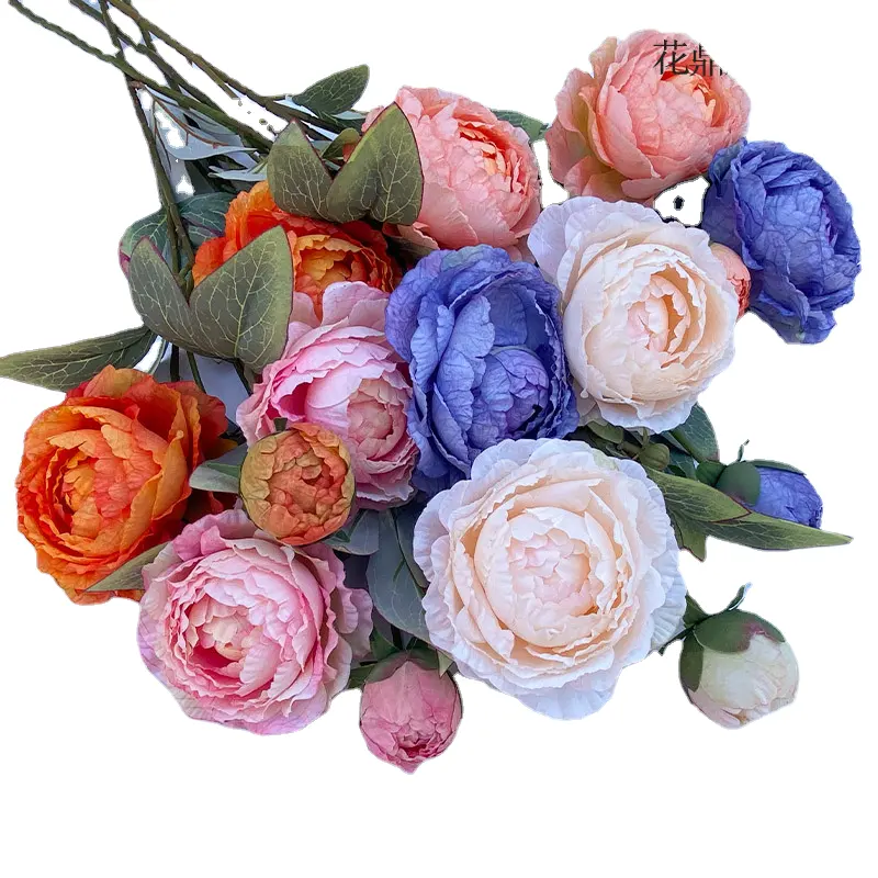 LFH núcleo europeo Rocío Lotus pintura al óleo Peonía ramo de flores simulación de boda Hogar seda artificial