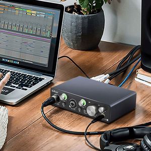 Профессиональный 2 канала аудио интерфейс со звуковым монитором 48 В USB компьютер Звуковая карта для потоковой записи подкастов - Product Image 3