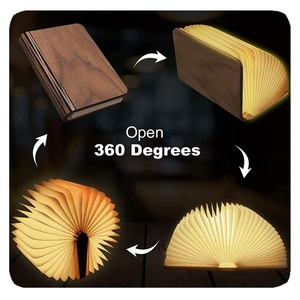 2025 mới lạ LED USB có thể sạc lại cuốn sách gỗ ánh sáng đèn hình dạng sáng tạo có thể gập lại thiết kế - Product Image 3