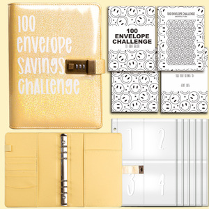 100 Day Envelope <strong>Budget</strong> Binder Leather and Paper Cover Event Notepad Money Saving Challenge Book with Lock for <strong>Gift</strong> Giving - Product Image 4