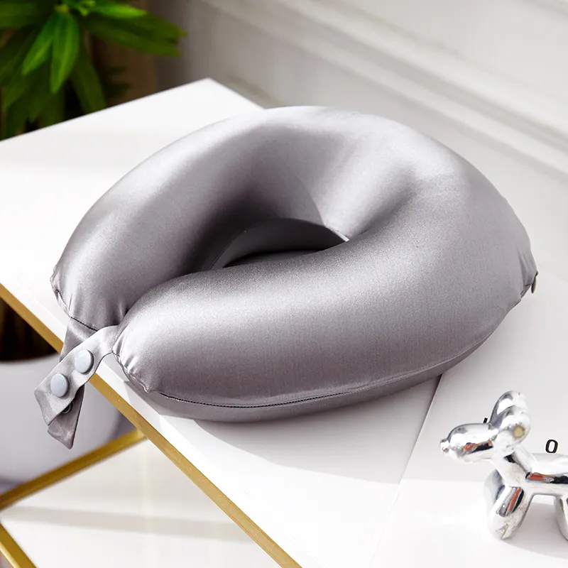Custom 100% 6A grade Mulberry Silk U-shaped Pillow for Travel