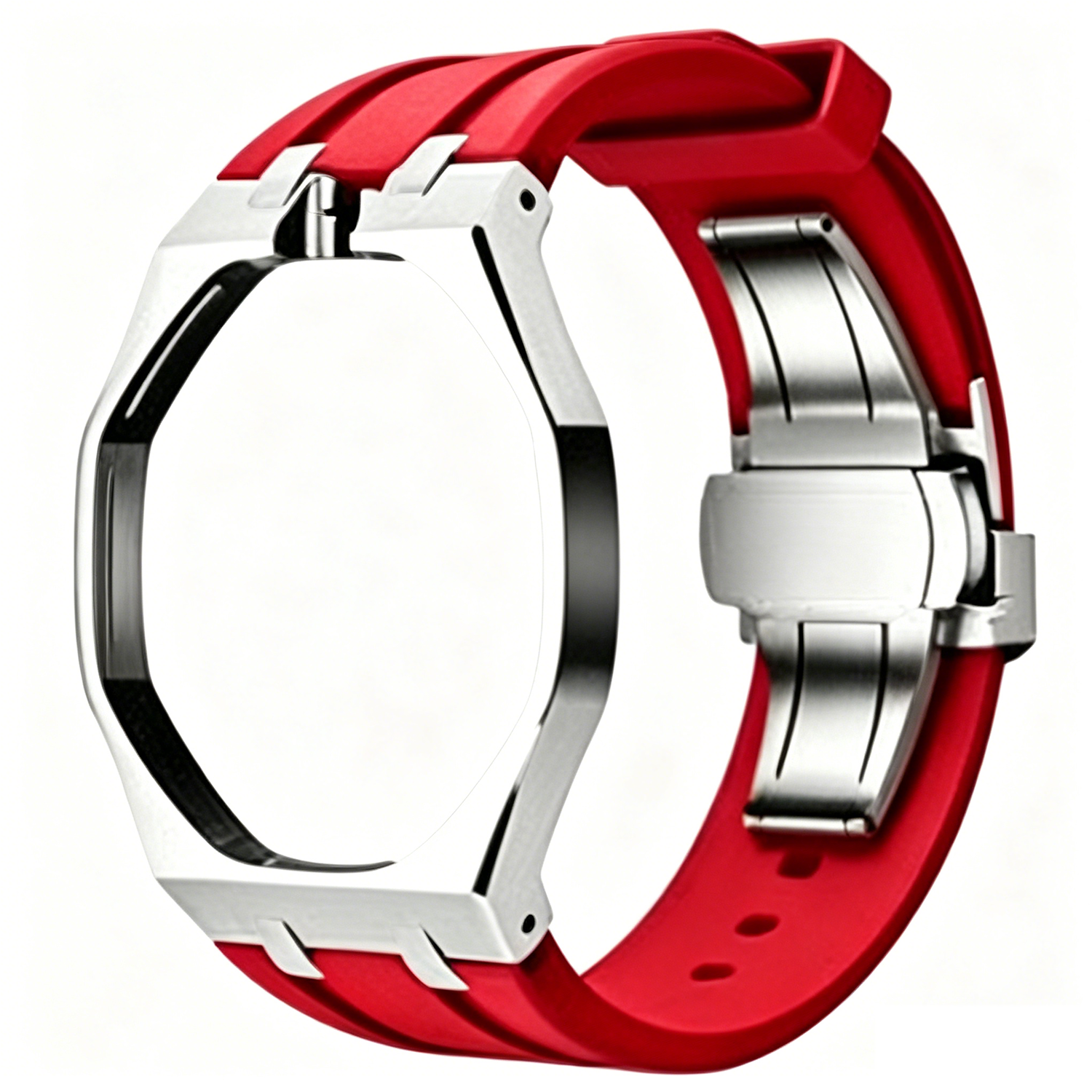 Silver- red -12 o clock crown