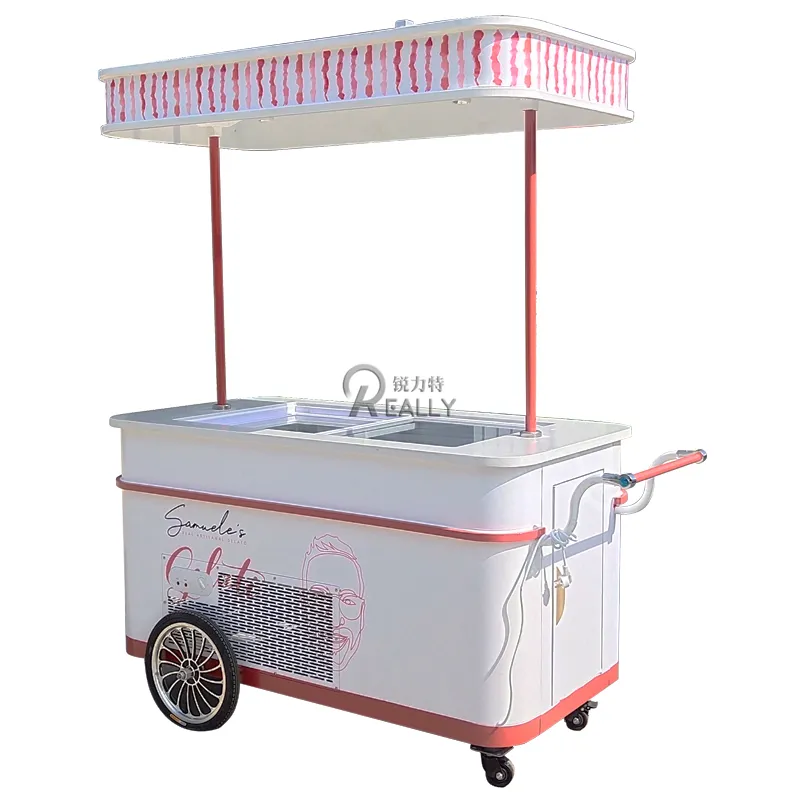 Mini Food Cart Ice Cream Freezer Cabinet Kiosk Ice Cream Cart Bicicletas De Sorvete Push Cart Para Venda