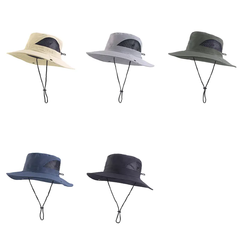 Atacado Logotipo Personalizado Wide Brim Sun Golf Safari Praia Floppy Verão Straw Garden Pescador Pesca Caminhadas Outdoor Bucket Hat