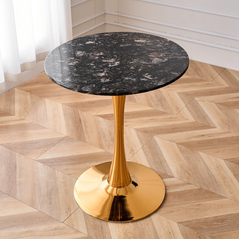 Soporte de cuerno chapado en oro con mesa redonda/diamante platino