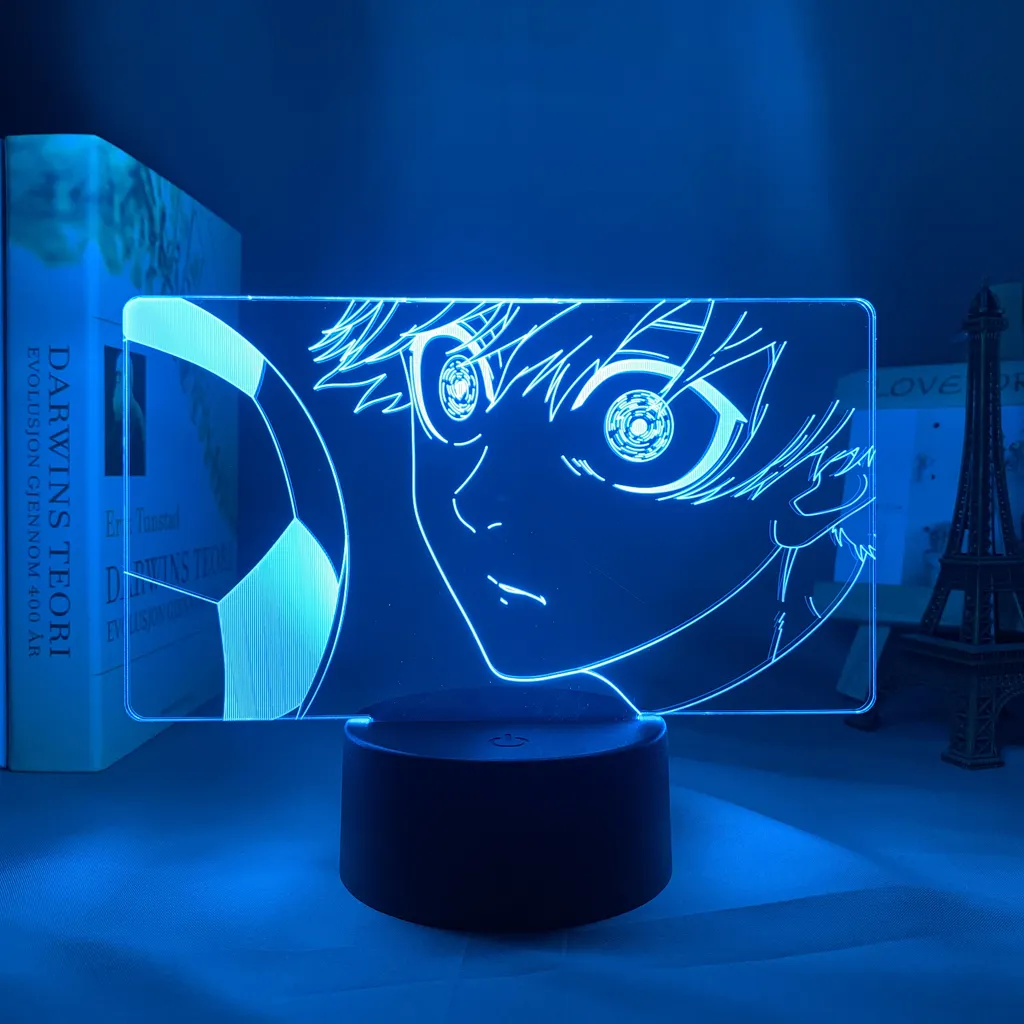 Luz de anime com bloqueio azul, caixa de madeira MDF com moldura de madeira, luz noturna LED para decoração de quarto, corte a laser