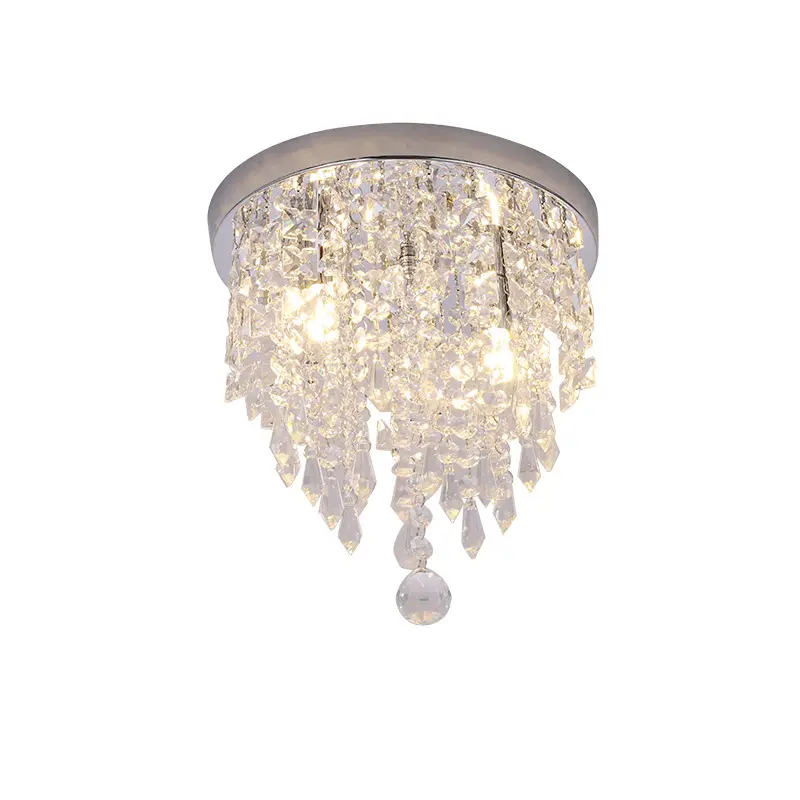 Lustre de led moderno para corredor, luminária redonda de luxo, mini, luminária pendente para teto, bola de cristal