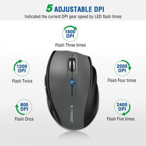 Mouse per Computer 5 DPI regolabili 800/1200/1600/2400 6 pulsanti mouse mouse ottico Wireless per computer con ricevitore USB Nano - Product Image 5