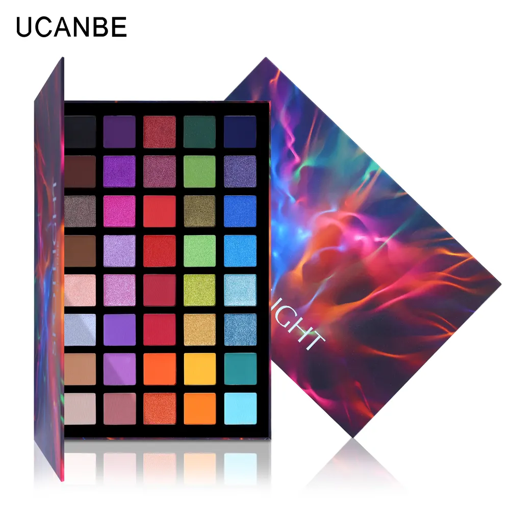 Ucanbe-palette d'ombres à paupières, 40 couleurs, logo personnalisé, espaces lumineux, cosmétiques, couleurs de lettres