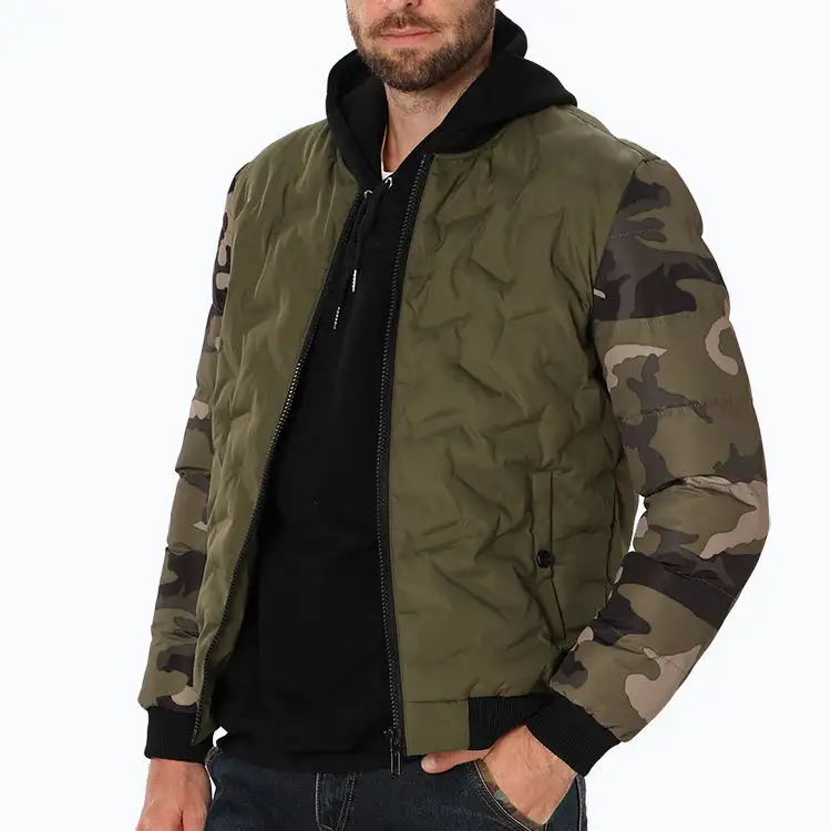 2023 inverno uomo Logo personalizzato giacche Casual Camo Style outdoor Baseball Collar Zip Coat Jacket