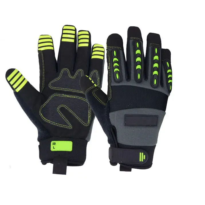 PRI CE Standard Hoch leistungs industrie Great Grip Oil Rigger Anti Impact Safety Leder handschuhe mit Touchscreen-Fingers pitzen