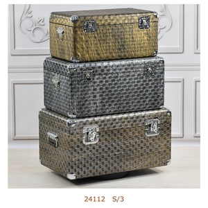 Rectangular Wood <strong>Trunk</strong> Storage Boxes Set Large Lock for Home Decorative Sundries Storage Chest - Product Image 2