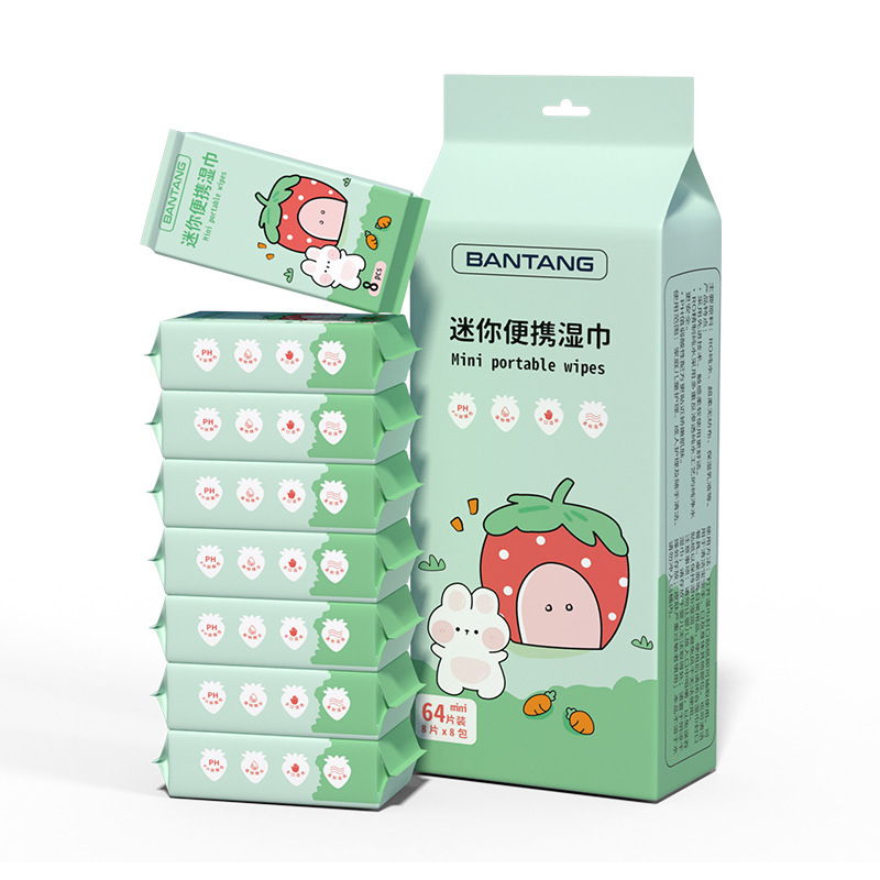 Strawberry rabbit wet wipes-8 packs per case