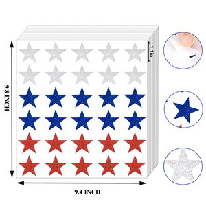 Xieli 4th ของการตกแต่ง july สีแดงสีฟ้าเงินสติกเกอร์รูปดาวรักชาติ - Product Image 3