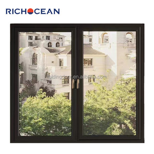 RICHOCEAN grande tamanho alumínio perfil janelas vidros duplos batente janela com tela para casas e Hotel