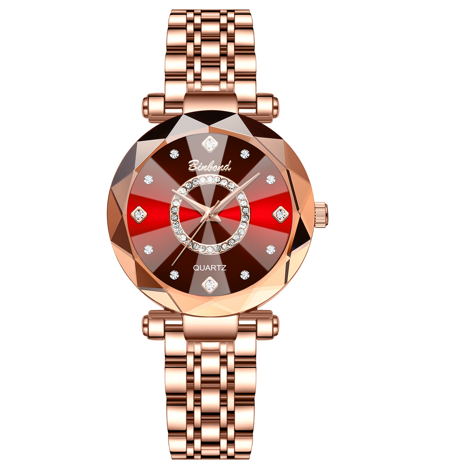 Rose gold-rose gold glass-red face
