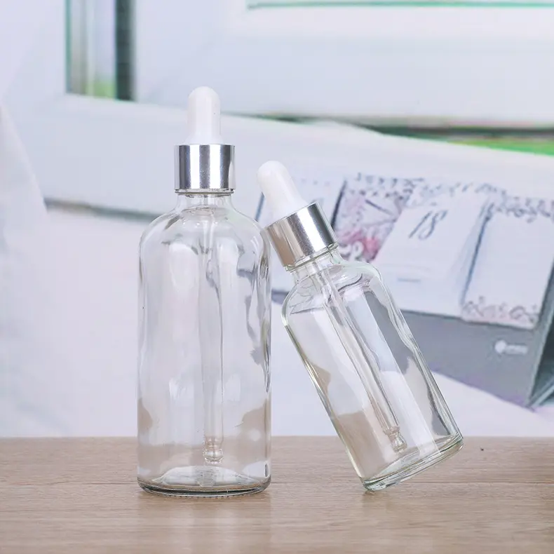 Botol kaca putih matte 50ml 60ml 2 oz 3oz dengan tabung kaca medis penetes botol tetes minyak esensial penggunaan industri