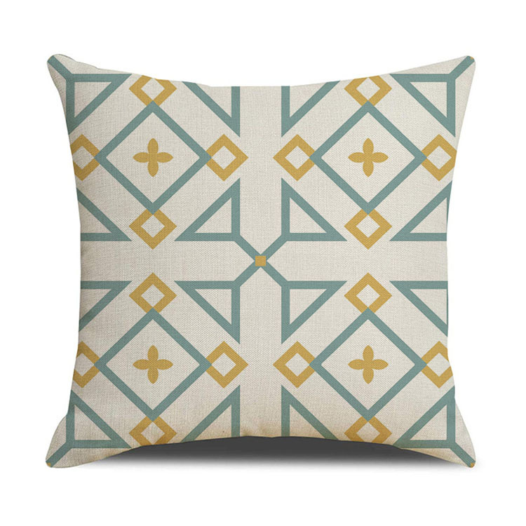 Nordic Geometric Plaid Linen Pillowcase Cushion Cover Printed Car Sofa Bed Pillow Cushion Pillow Cover