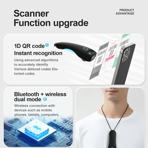 Portátil Scanner Mini <span class=keywords><strong>Bluetooth</strong></span> Sem Fio 1D/2D Novo Design Alta Precisão Barcode Reader Scanner Fácil de Operar Para Supermercado