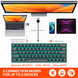 Teclado mecánico BT inalámbrico de tres modos T30 para juegos, tableta emisora de luz RGB, Teclado mecánico para ordenador, 2 unidades