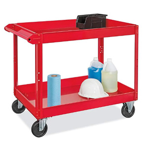 รถเข็นเหล็กแพลตฟอร์มเหล็กอเนกประสงค์แบบหมุนได้2ชั้นทนทานมีล้อล็อก - Product Image 2