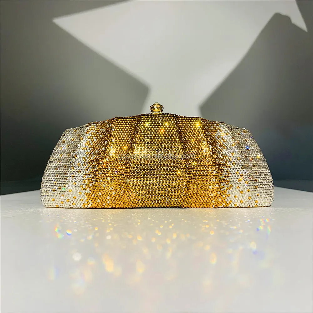 OC4348-Bolso de mano para mujer, bolsa de mano para fiesta de noche, con forma de concha, con diamantes de imitación de cristal, venta al por mayor