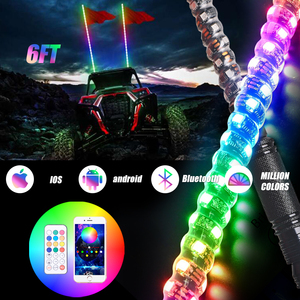 Popüler uzaktan ve App kontrol 3Ft 4Ft 5Ft 6Ft esnek Rgb Led kamçı ışık Offroad Utv Atv için 5150 tekne led kamçı ışık - Product Image 5