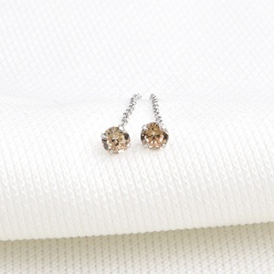 NEW 925 Sterling Silver Threader Earrings 5mm Clear <strong>CZ</strong> Dangle <strong>Ear</strong> <strong>Wire</strong> Pull Through Chain Drop Earring Tassel Threads Woman Gift - Product Image 3