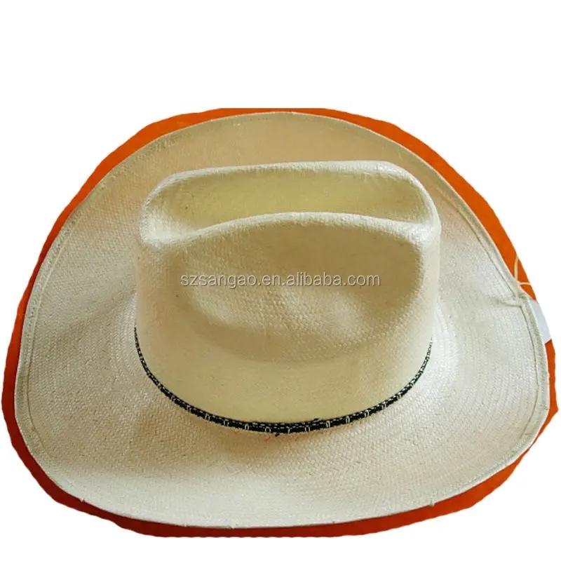 Cappello di paglia all'ingrosso della spiaggia di moda con il largo bordo cappelli da cowboy stile