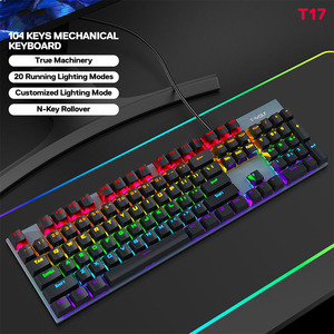 Teclado T17 Rainbow Backlight Teclado Mecânico Colorido com Fio para Computador