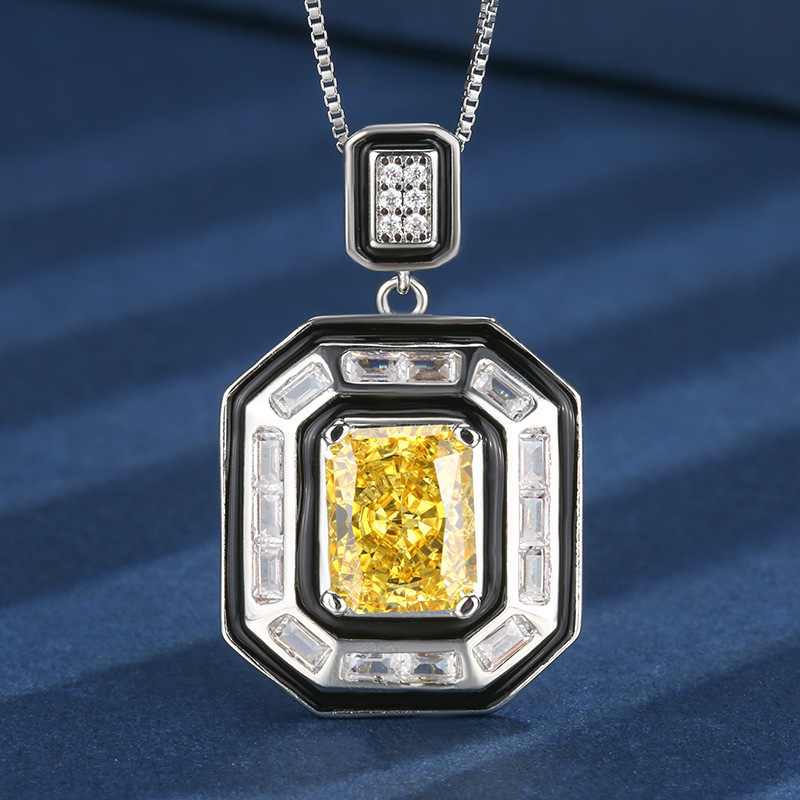 Ice Flower cut yellow diamond pendant with chain
