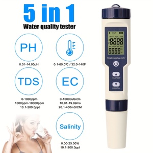 Water Quality <strong>Testing</strong> Pen <strong>5</strong>-<strong>in</strong>-<strong>1</strong> Water Quality Tester Pen Convenient PH TDS EC SALT TEMP Measurements Industrial <strong>Testing</strong> Pen - Product Image 2