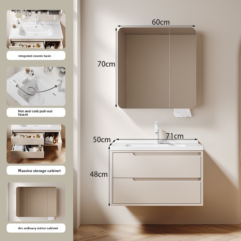 70Main cabinet + Arc-shaped ordinary mirror cabinet