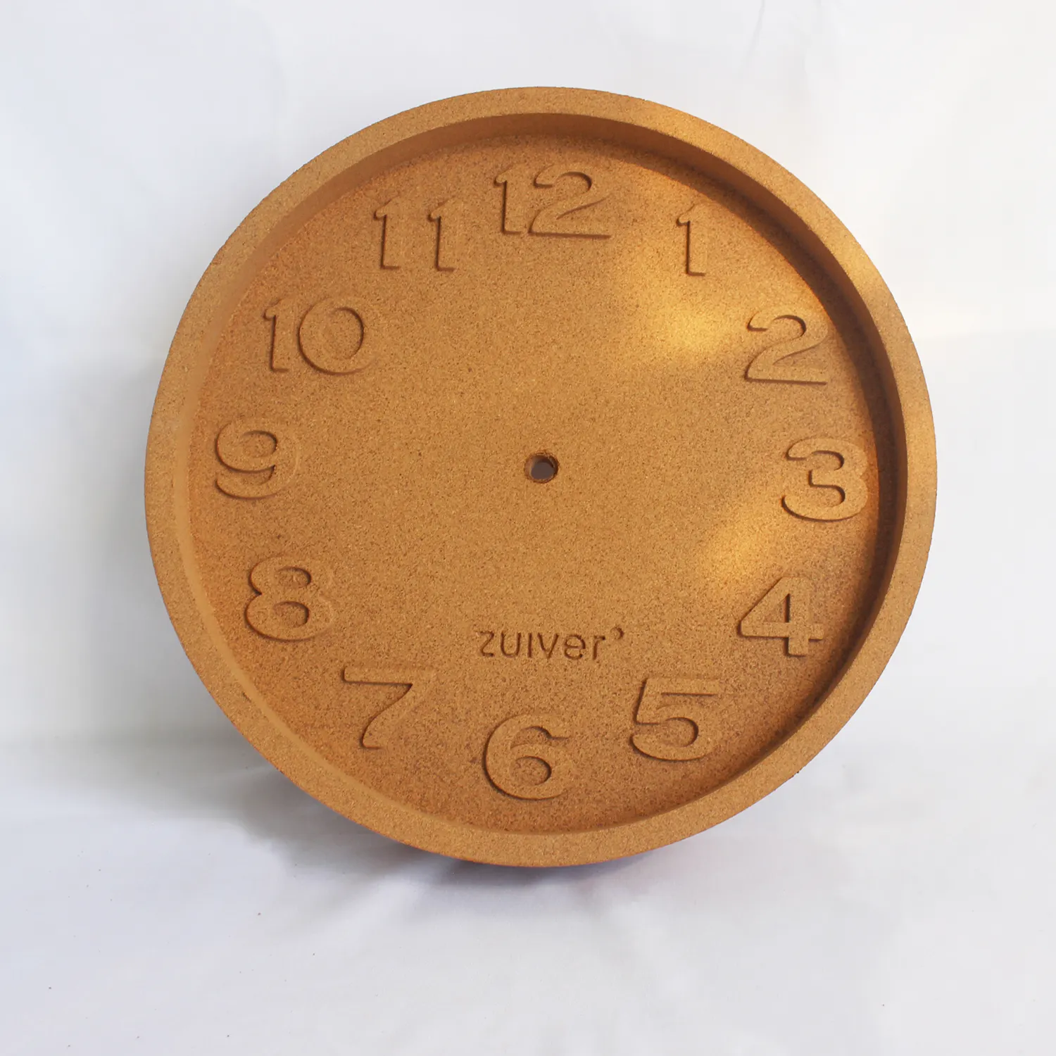 Wood Wall Clock Made of Cork Large Round Cork Wall Clock Battery Operated Silent Quartz Movement