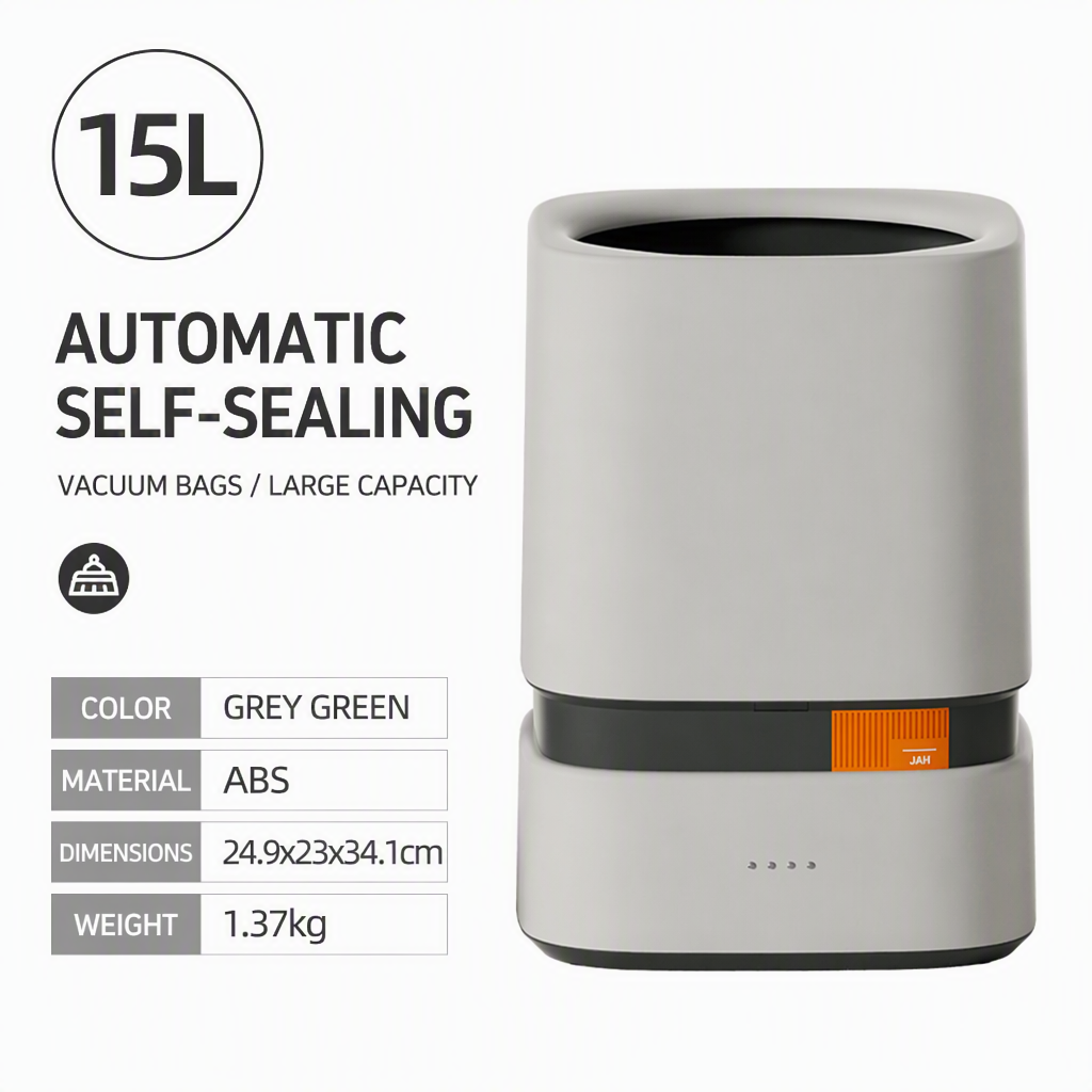 15l gray green square trash can-automatic bag laying-ambient