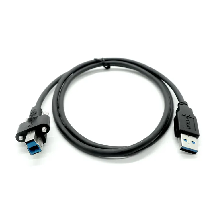 Cable de transferencia de datos de carga USB 3,0 A macho a USB 3,0 B macho de alta velocidad con tornillo montado para accesorios de impresora