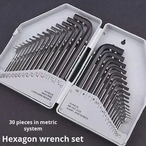 Toptan 30 adet t-tipi siyah gri çelik kutu tam Set altıgen katlanır kiti ile metrik emperyal Hex anahtar - Product Image 2