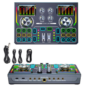 Tarjeta de sonido mezcladora de DJ con interfaz de Audio, estudio de producción de Podcast portátil con micrófono de 3,5mm para juegos en directo