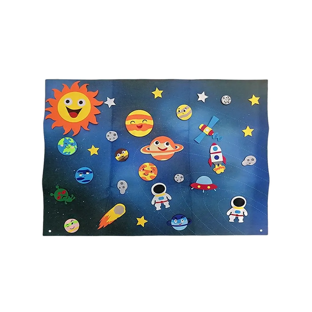 Juego de historias de tablero de fieltro Sistema Solar universo astronauta preescolar artesanía Aprendizaje Temprano juego interactivo para niños pequeños