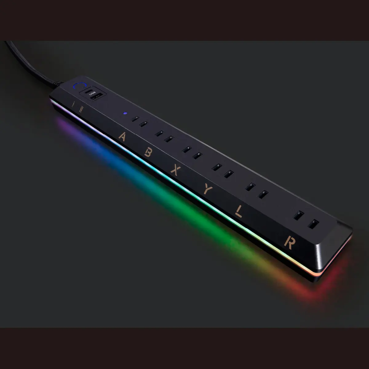 Presa di prolunga per postazione di ricarica per tavolo pesante 6 prese 2 porte USB striscia di protezione da sovratensione con luce colorata a LED