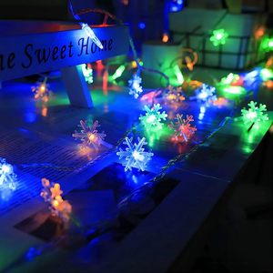 Colorido USB árbol de Navidad habitación decoración LED copo de nieve cadena de luces batería vacaciones iluminación decorativa festón guirnalda Luz - Product Image 2