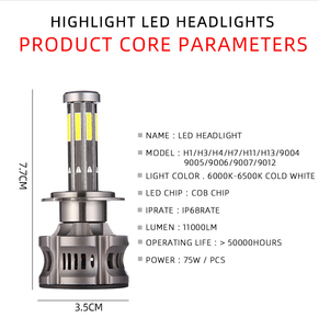 Super Bright <strong>LED</strong> Diode Hauto Lighting System 8-sided Beads Car 9005 9006 <strong>LED</strong> Diode Lamp 50W 18000LM Car <strong>LED</strong> Headlamp Bulb - Product Image 2
