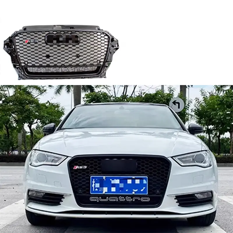 Gran oferta 2014 2015 2016 parrilla delantera para Audi A3 S3 8V.5 RS3 RS estilo refit A3 Modificación de rejilla de coche Honeycomb auto Grill