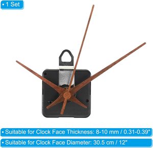 Movimento dell'orologio al quarzo meccanismo di ricambio in legno fai da te 20mm con mano lunga a forcella da 4 "per la riparazione dell'orologio marrone