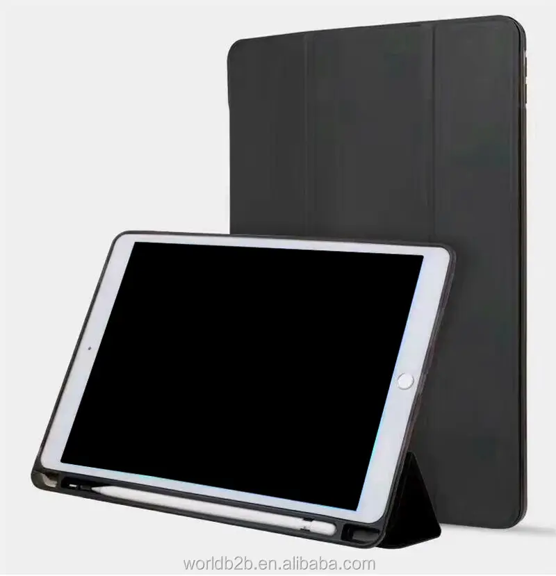 Leichte dreifach gefaltete magnetische PU-Leder vertikale Display ansicht schlanke Leder Smart Cover Stand hülle für iPad Tablets