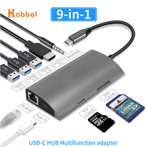 CE FCC Rohs列出9合1 USB C集线器3.0型C 3.1 4端口多分离器适配器OTG用于PC电脑配件 - Product Image 6