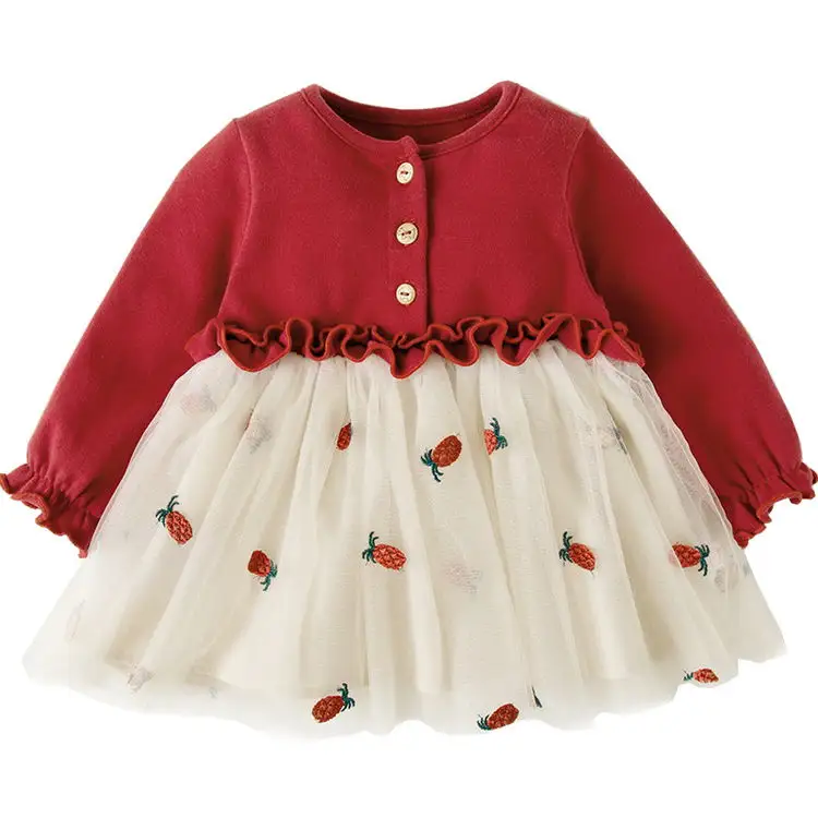 Estate Del Bambino Del Vestito Ready Made Capretti del Vestito Alla Moda A Maniche Lunghe Robe Pour Bebee Carino 4 Anni Del Bambino di Estate Delle Ragazze del Vestito